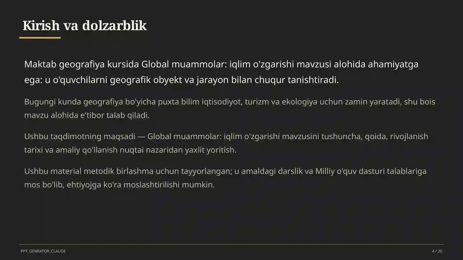 Global muammolar: iqlim o'zgarishi (11-sinf) 4