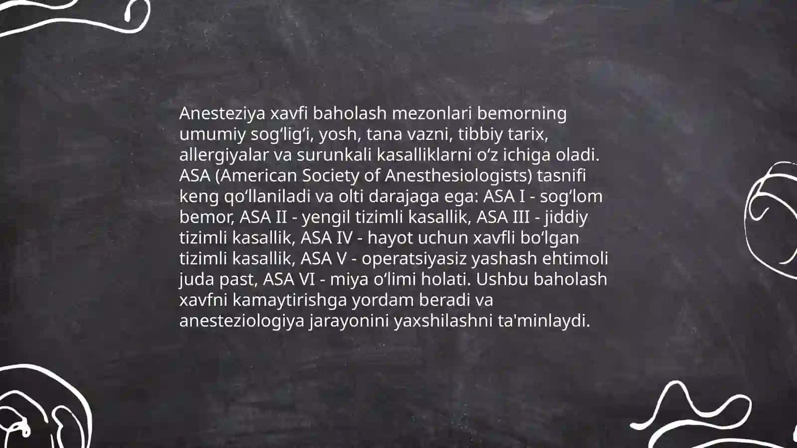 Operasion - anesteziologik xavf tushunchasi va darajalari 4