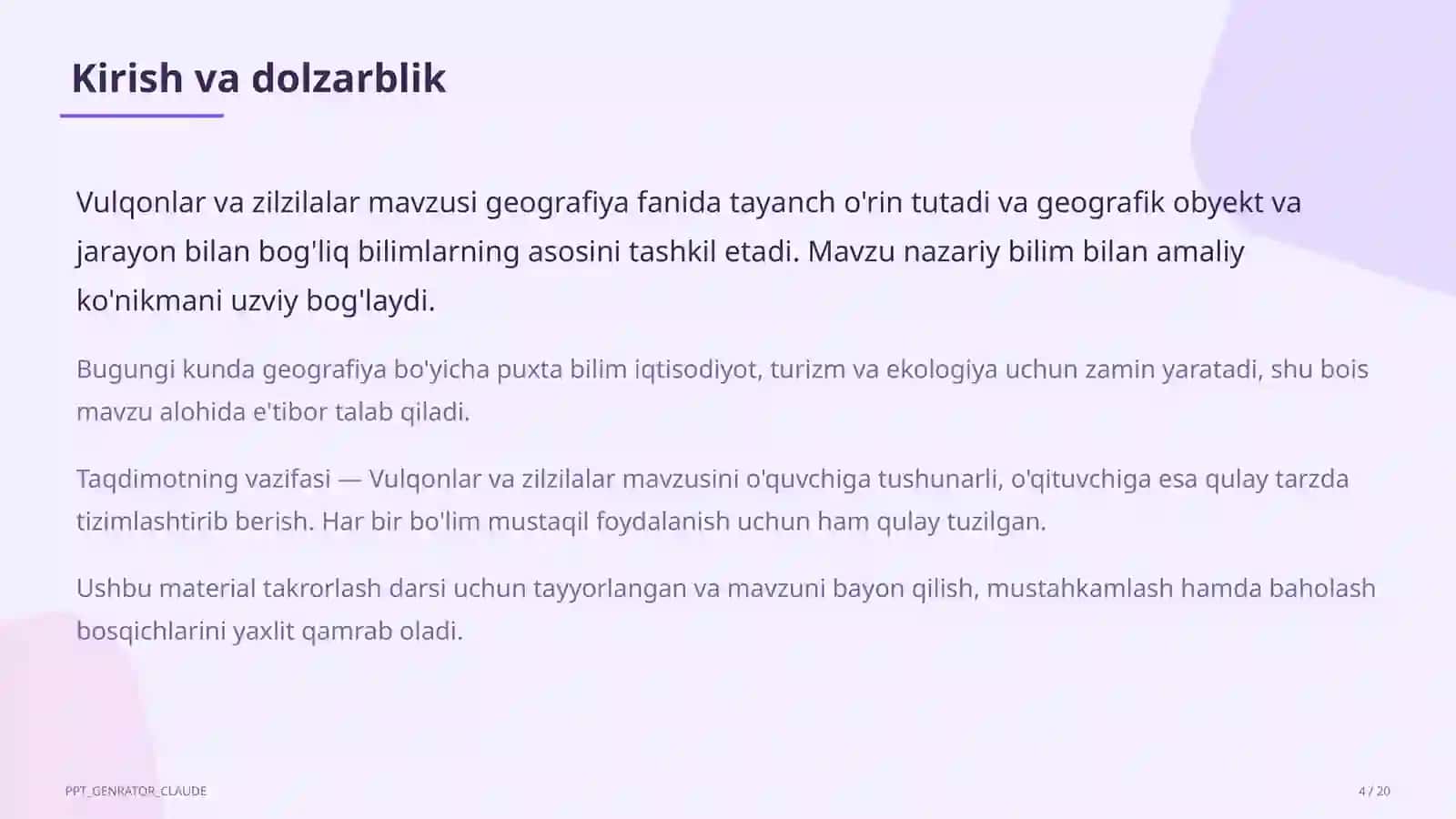 Vulqonlar va zilzilalar (5-sinf) 4