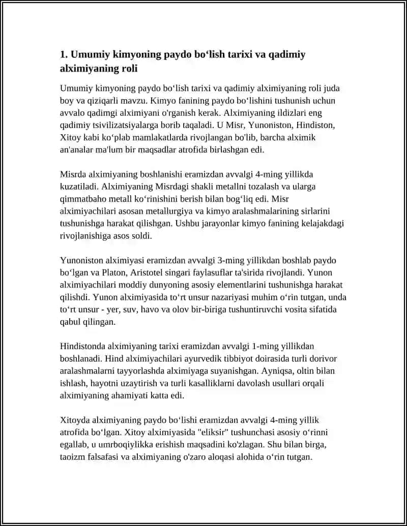 UMUMIY KIMYO VA UNING RIVOJLANISH TARIXI HAMDA BOSHQA FANLAR BILAN BOG‘LIQLIGI 4