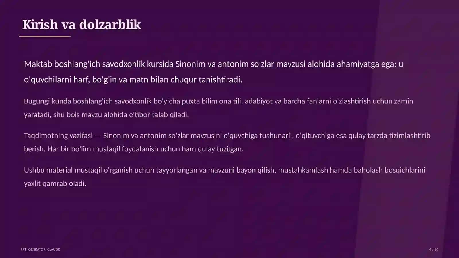 Sinonim va antonim so'zlar (3-sinf) 4
