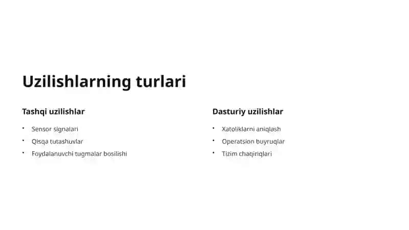 Uzilishlar (Interrupts) tushunchasi 4