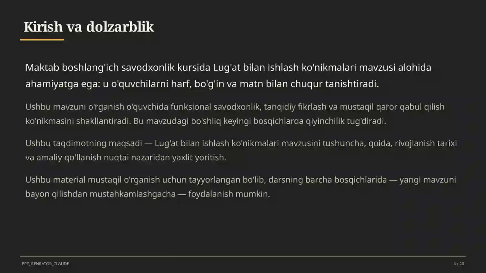 Lug'at bilan ishlash ko'nikmalari (4-sinf) 4
