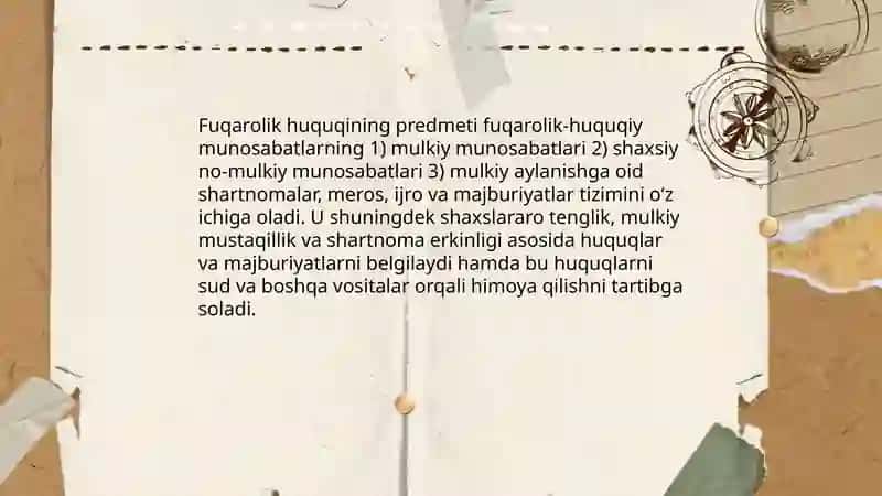 Fuqarolik huquqi tushunchasi, predmeti, tamoyili, tizimi 4