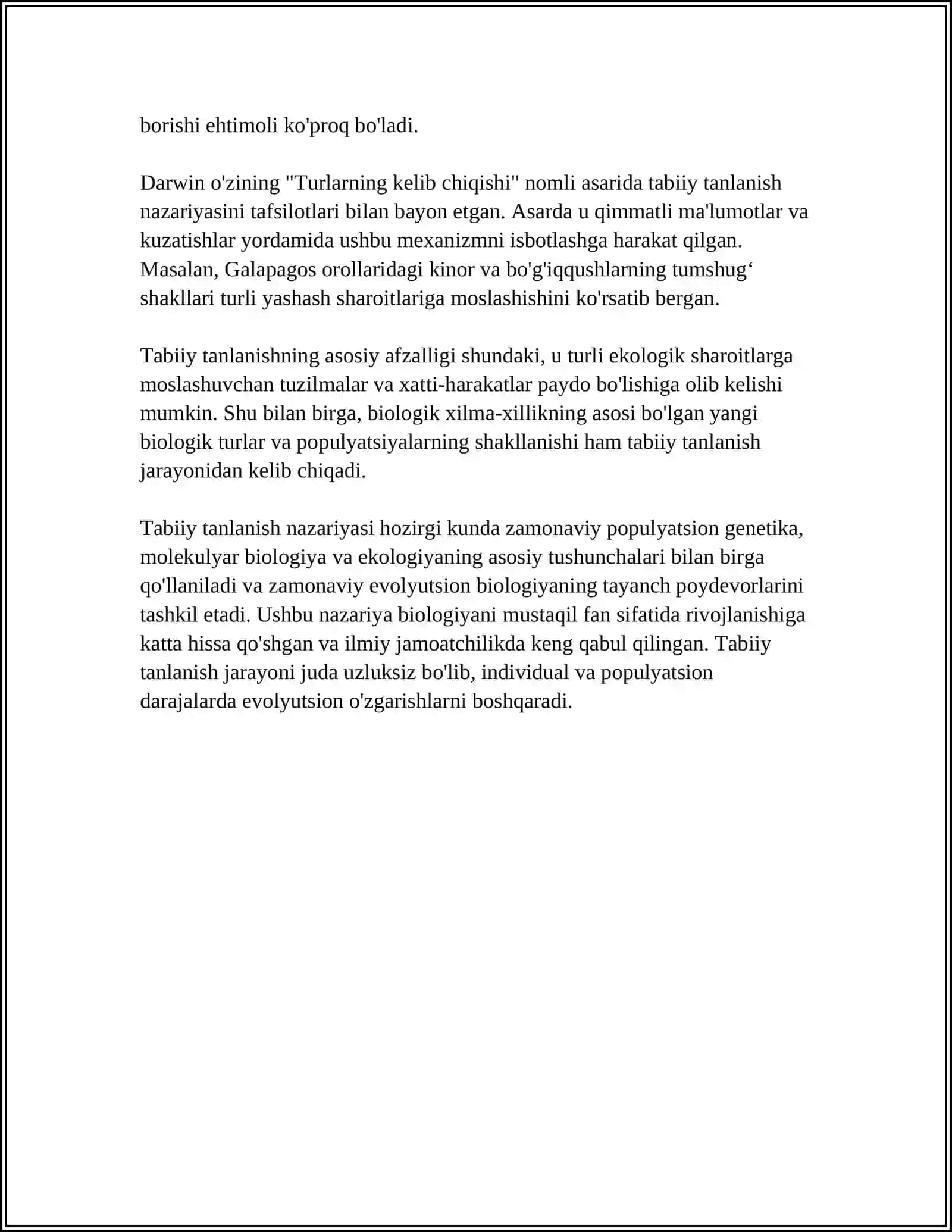 TURLARNING PAYDO BOLISHI:TABIY TANLANISH VA YANGI TURLARNING SHAKLANISHI 4