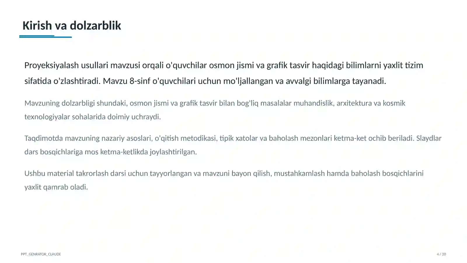 Proyeksiyalash usullari (8-sinf) 4