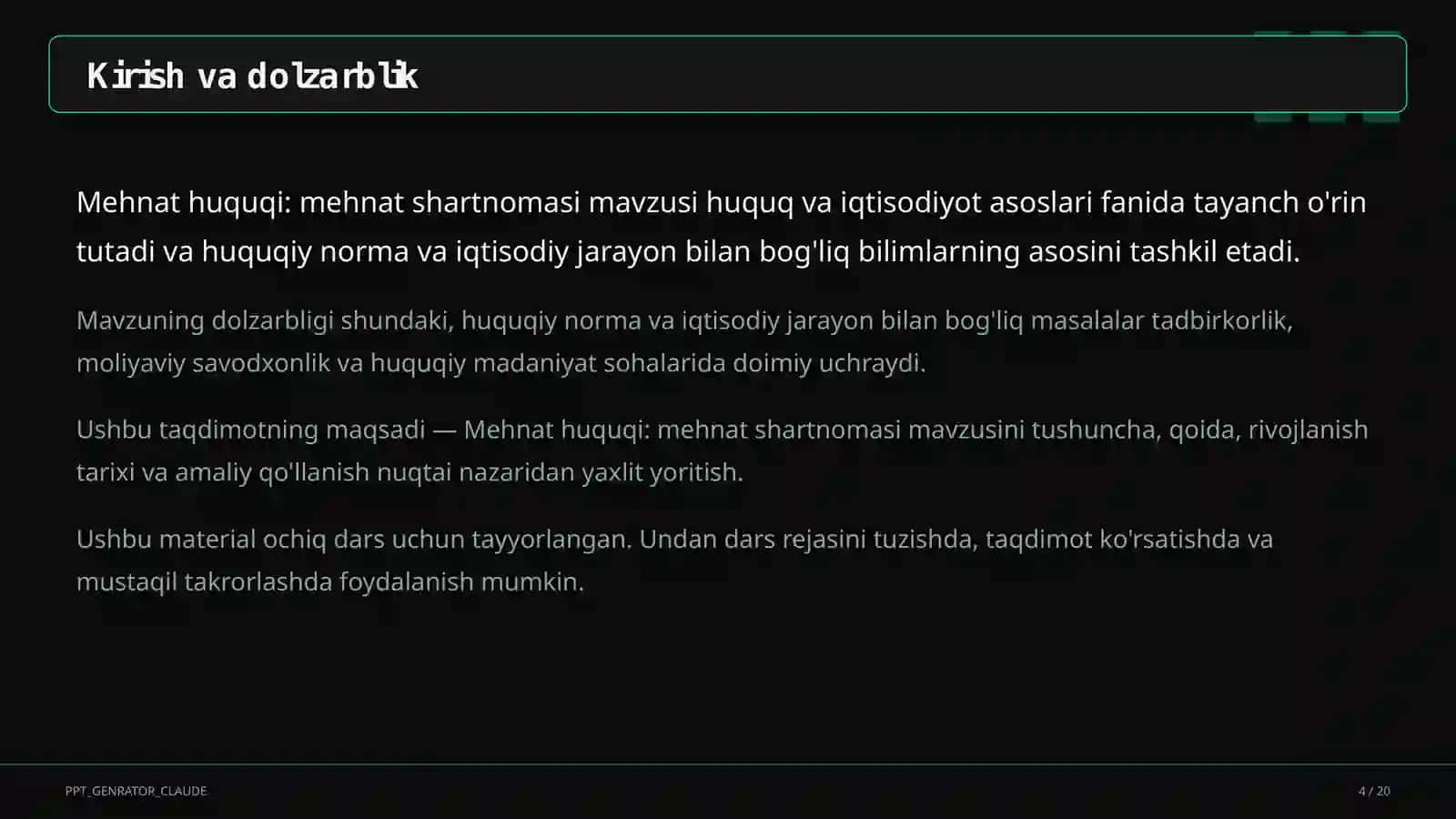 Mehnat huquqi: mehnat shartnomasi (9-sinf) 4