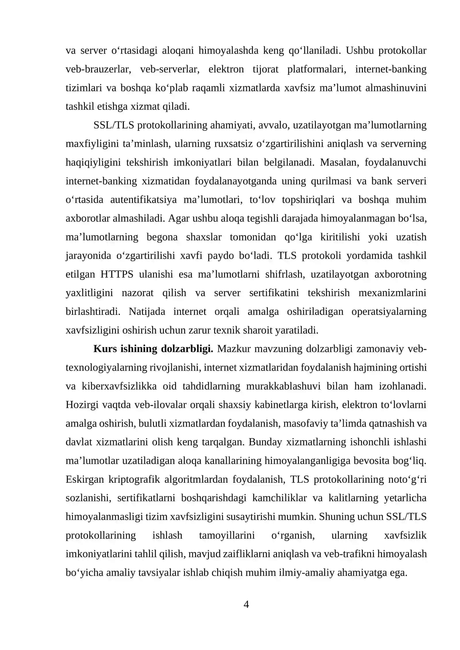 Kriptografik protokollar (SSL/TLS) tahlili va veb-trafikni xavfsiz shifrlash 4