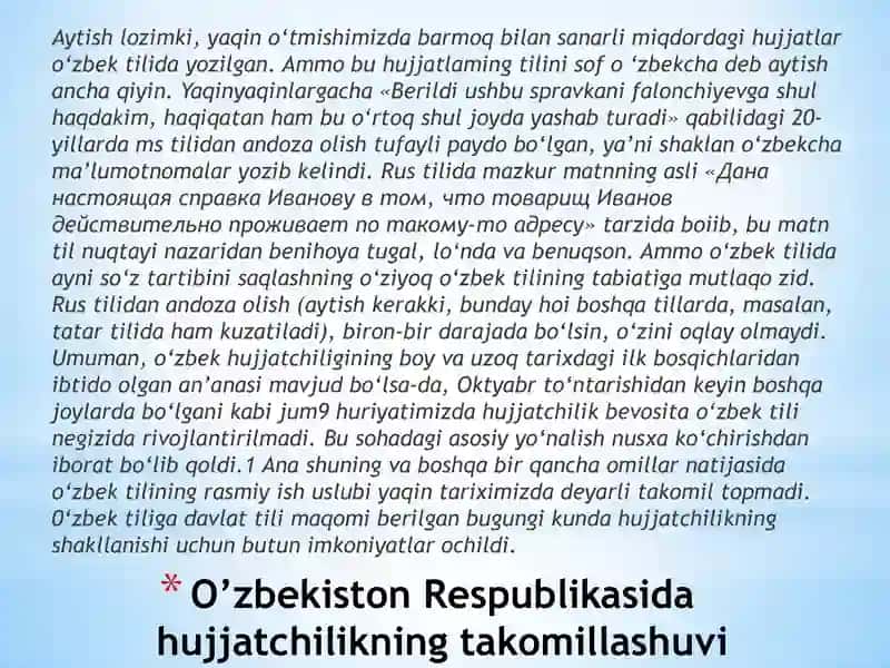 Hujjatchilik tarixi. Sharq hujjatchiligi. O’zbekiston Respublikasida hujjatchilikning takomillashuvi. Hujjat turlari va xususiyatlari. 4