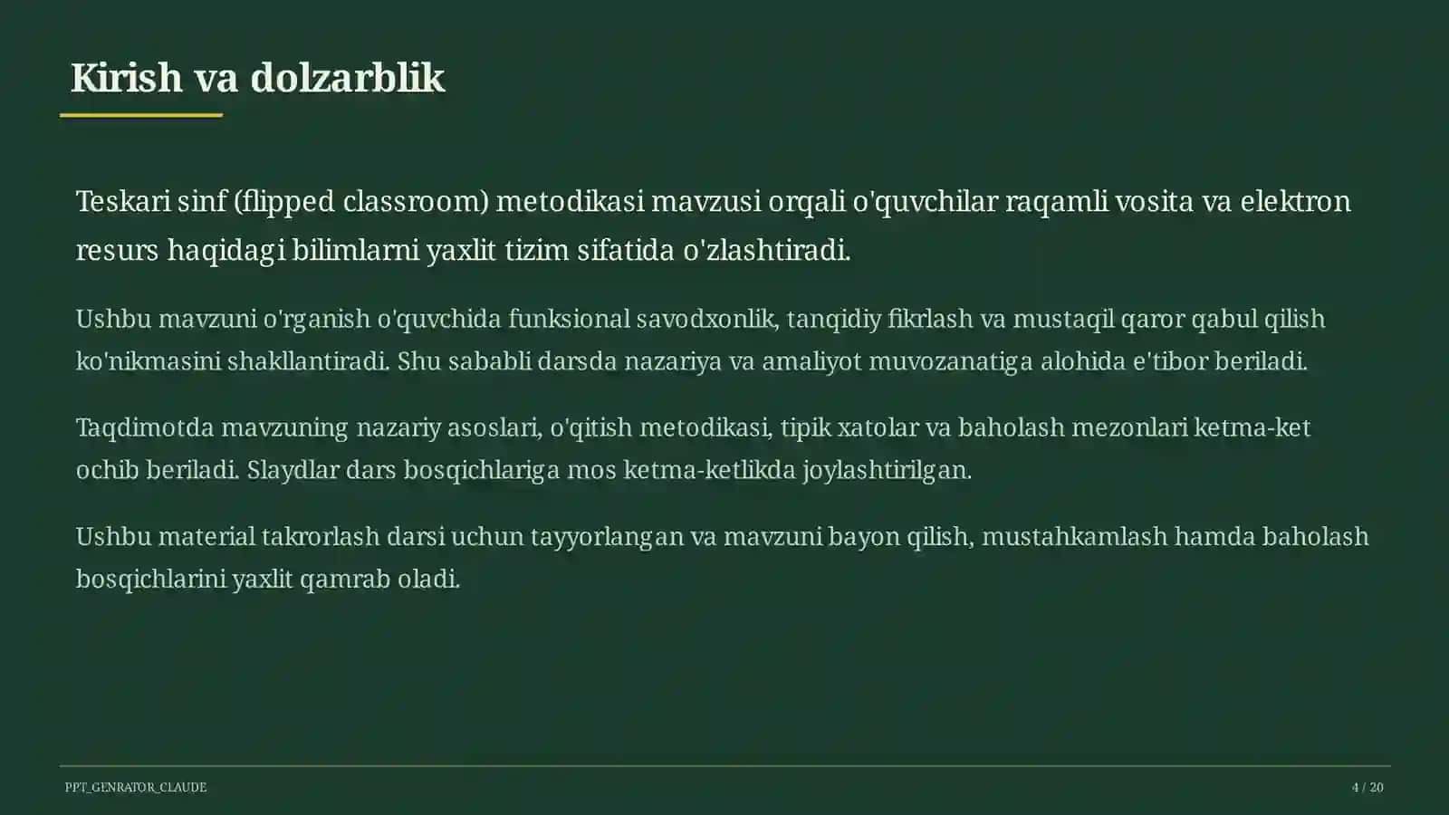 Teskari sinf (flipped classroom) metodikasi 4