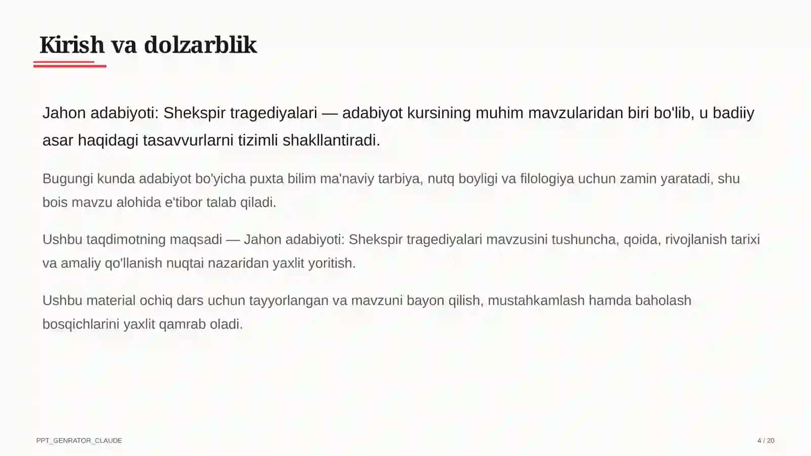 Jahon adabiyoti: Shekspir tragediyalari (10-sinf) 4