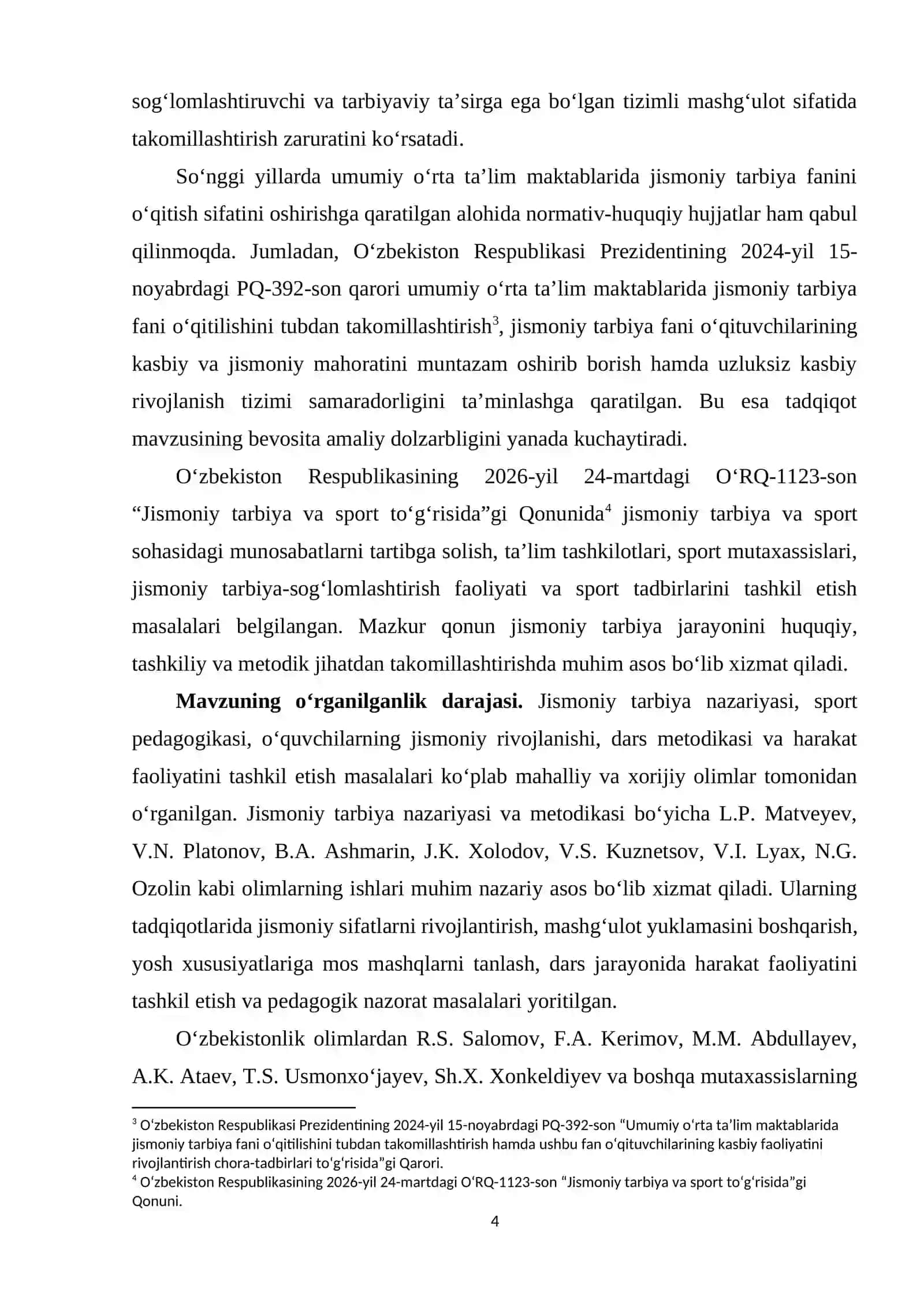 UMUMIY O‘RTA TA’LIM MAKTABLARIDA JISMONIY TARBIYA DARSLARINI TASHKIL QILISHNING ZAMONAVIY METODIK ASOSLARI 4