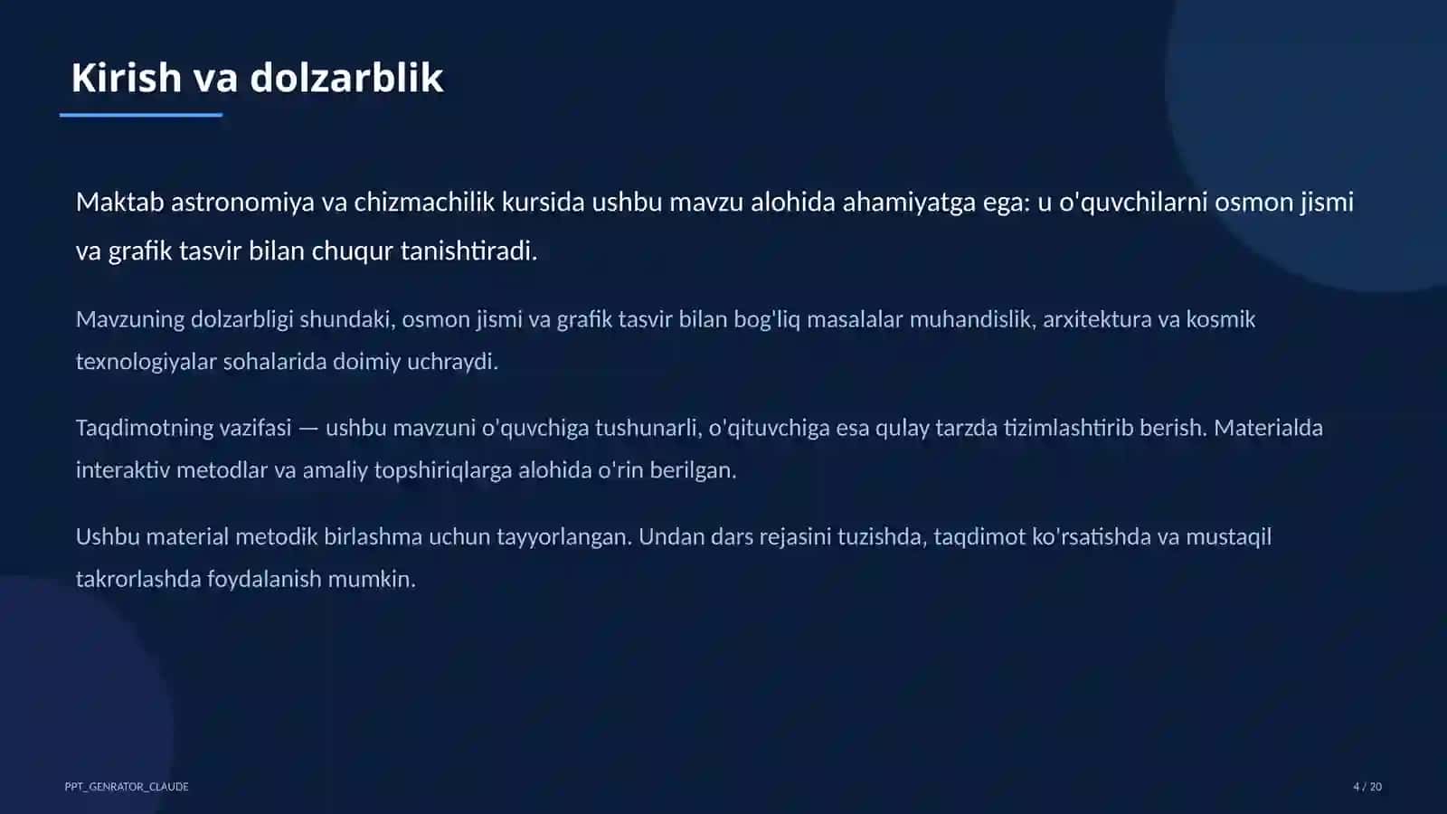 Chizmachilik asoslari: chizma asboblari va formatlar (8-sinf) 4