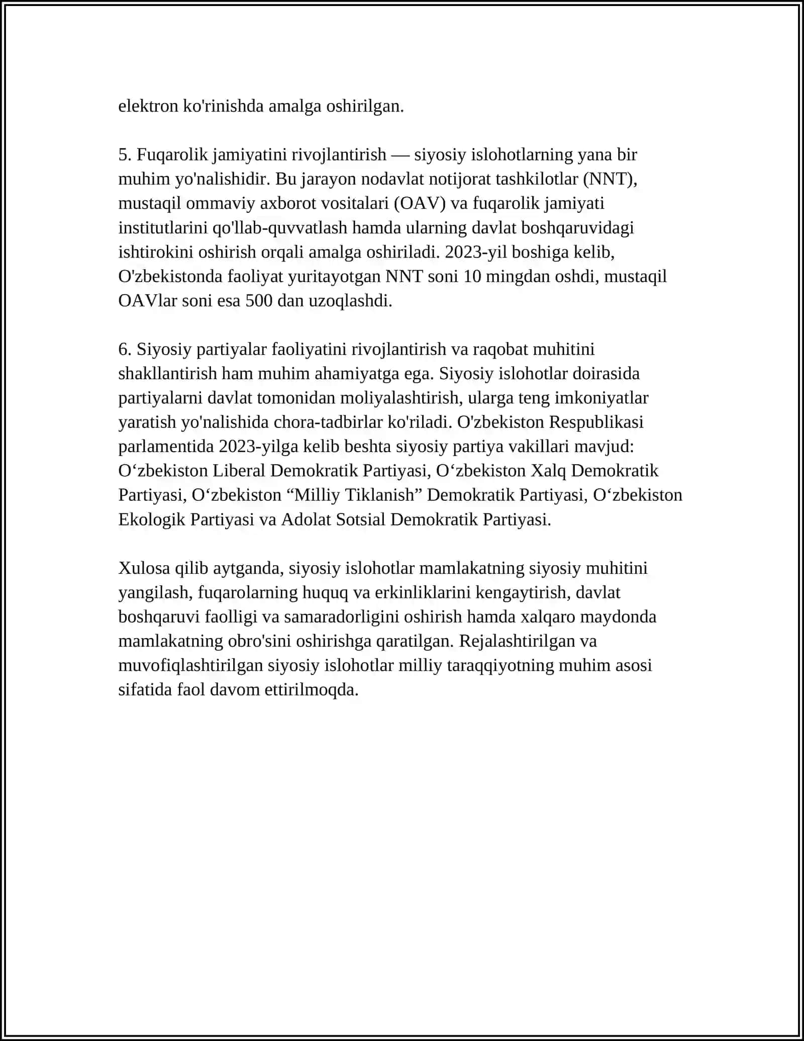 MUSTAQILLIK YILLARIDA DAVLAT BOSHQARUVI TIZIMIDA AMALGA OSHIRILGAN ISLOHOTLAR 4