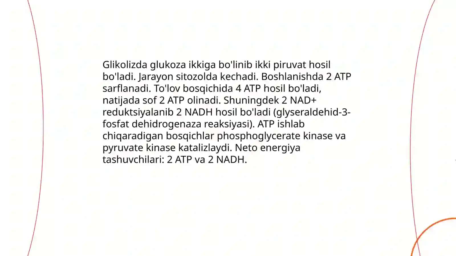 Metabolizm jarayonida energiya hosil bo'lishi va sarflanishi 4