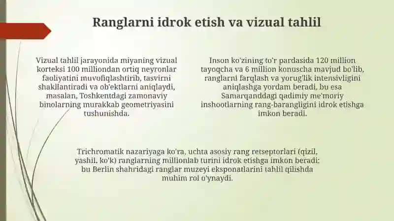 Analizatorlar.Ko'rish va eshitish analizatorlari 4