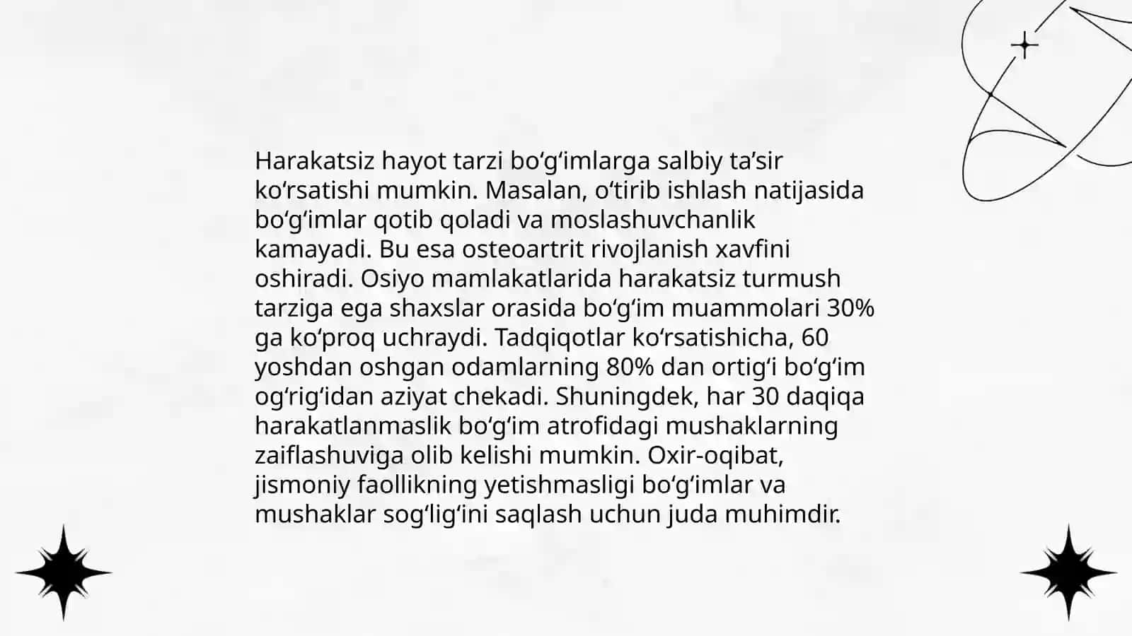 Fizik faoliyatning odam suyak bo'g'imlariga ta'siri 4