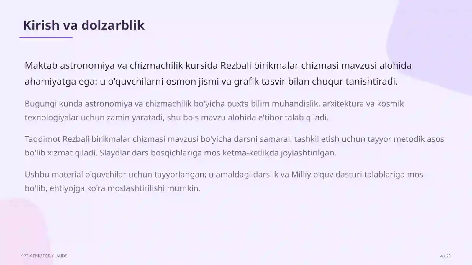Rezbali birikmalar chizmasi (9-sinf) 4