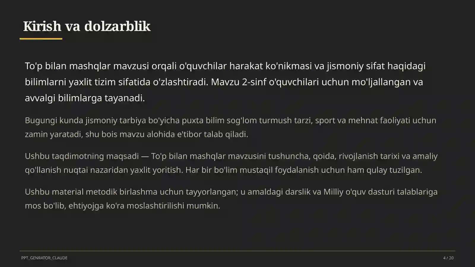To'p bilan mashqlar (2-sinf) 4