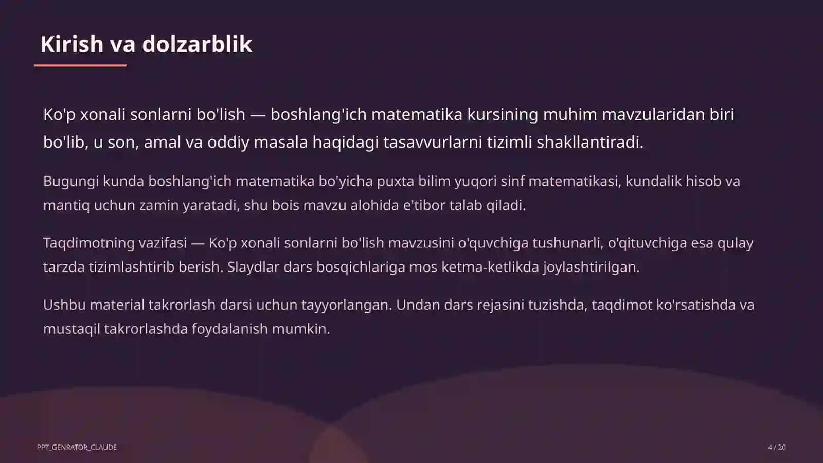 Ko'p xonali sonlarni bo'lish (4-sinf) 4