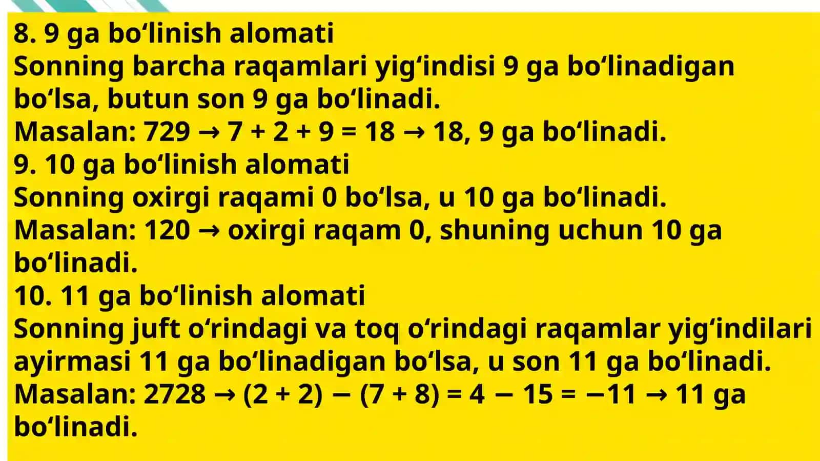 Bo‘linish alomatlari 4