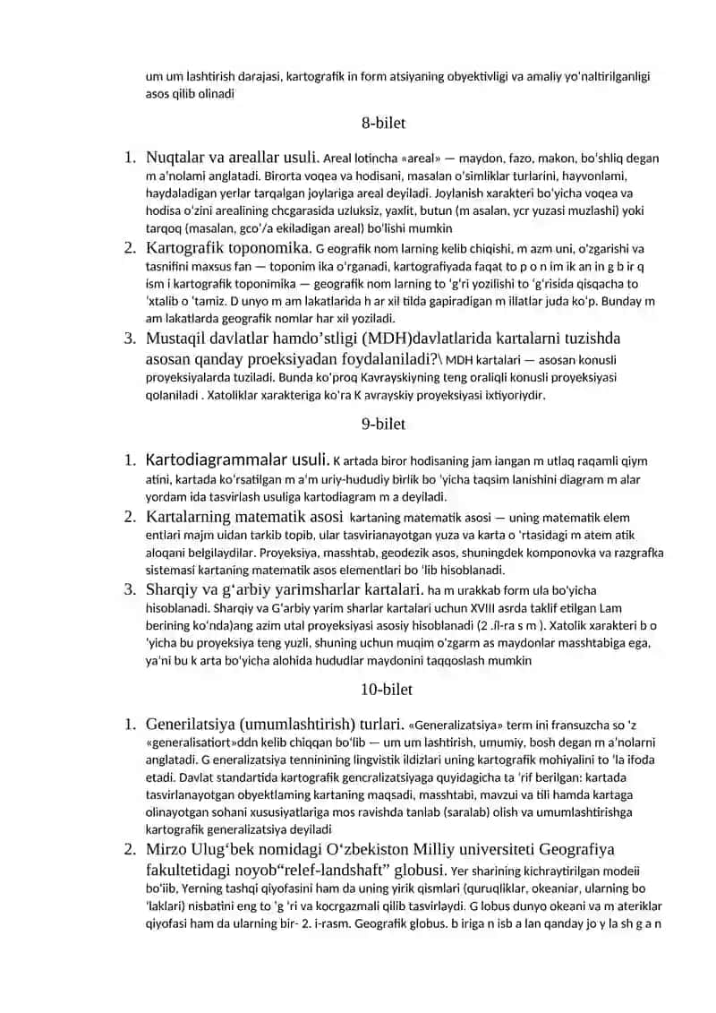 Kartografik tasvirlar, proyeksiyalar va geografik koordinatalar 4