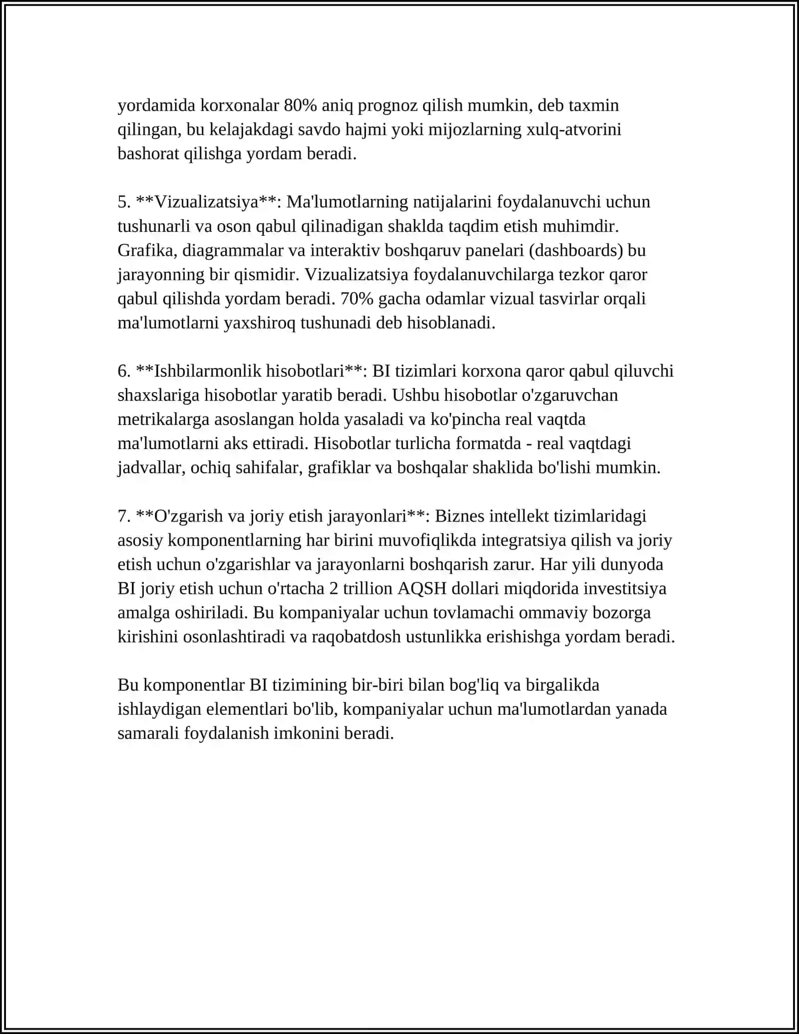 Biznes intellektining asosiy komponentlari 4