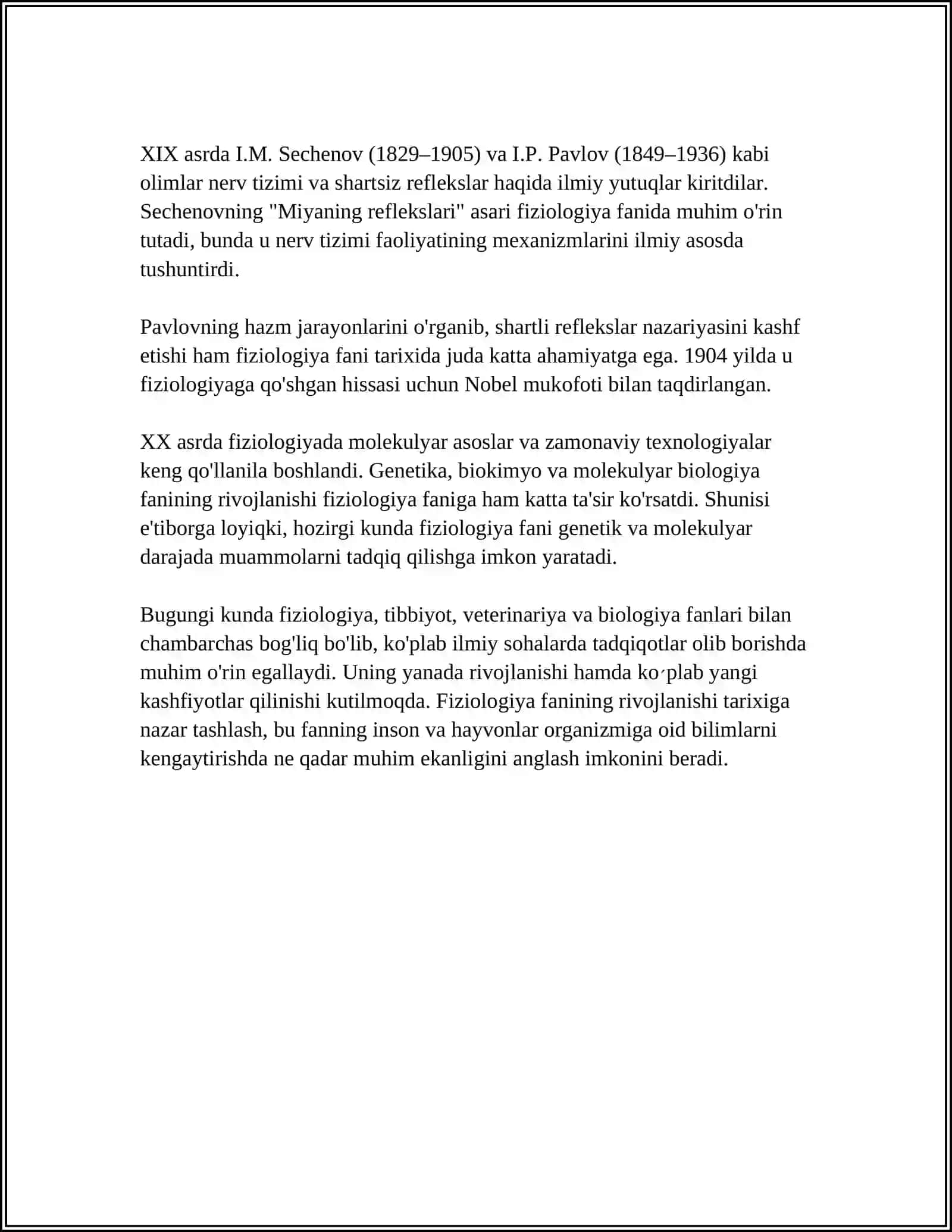 FIZIOLOGIYA FANI, RIVOJLANISHI, TIBBIYOTDA AHAMIYATI. FIZIOLOGIK TEKSHIRUV USULLARI 4