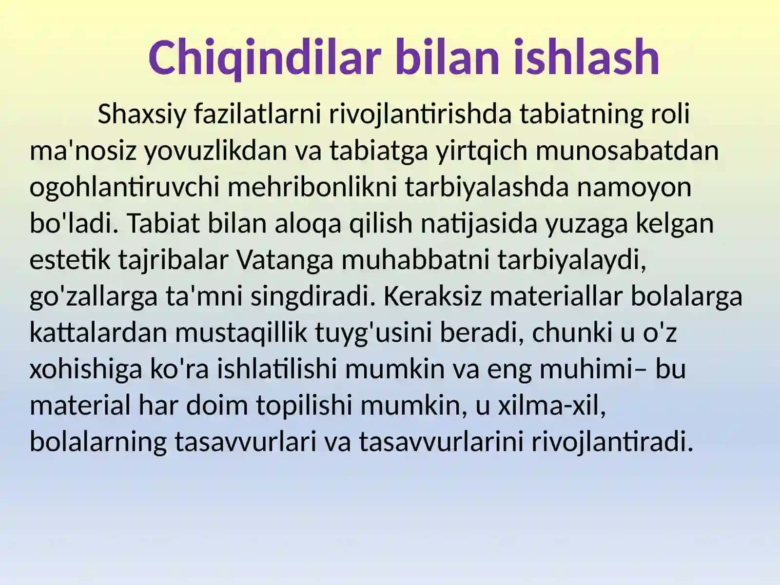 TASHLANDIQ MATERIALLARDAN O`YINCHOQLAR YASASH 4