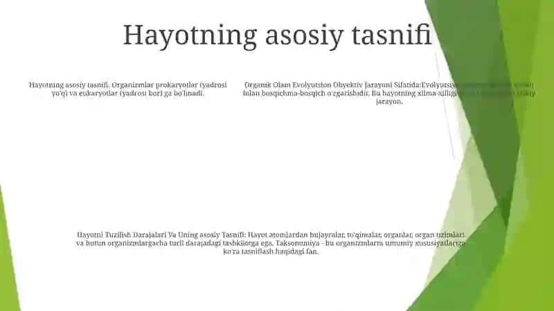 Organik Olam Evolyutsion Obyektiv Jarayoni Sifatida, Hayotni Tuzilish Darajalari Va Uning Asosiy Tasnifi 4