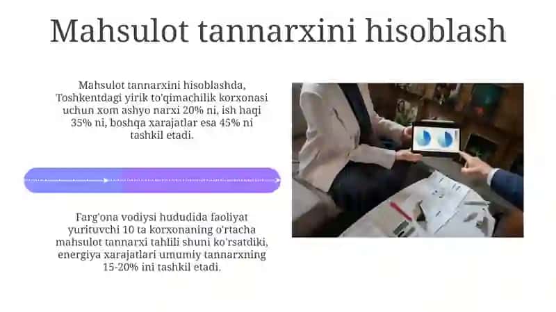 Tadbirkorlikni sub'ektlarida ishlab chiqarish xarajatlari va mahsulot tannarxi tahlili 4