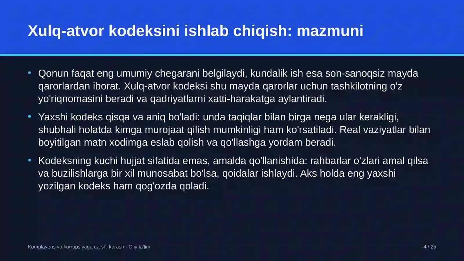 tibbiyot oliy ta'lim muassasalarida xulq atvor kodeksini ishlab chiqish 3114 4