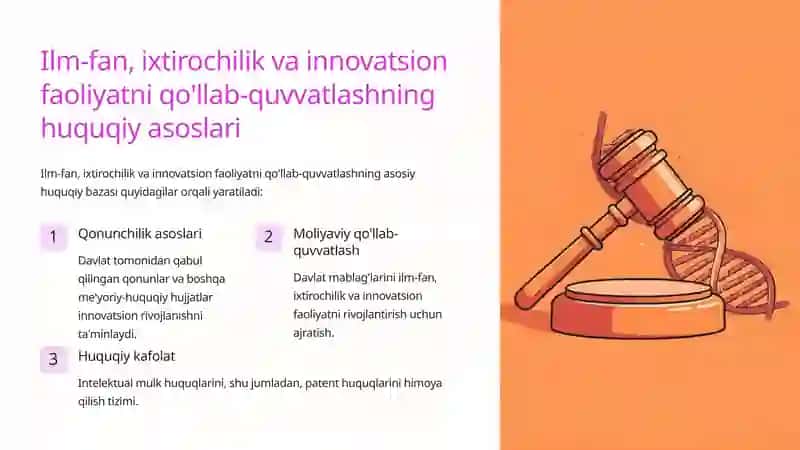 Ixtirochilik va innovatsion faoliyatni qo'llab-quvvatlash 4