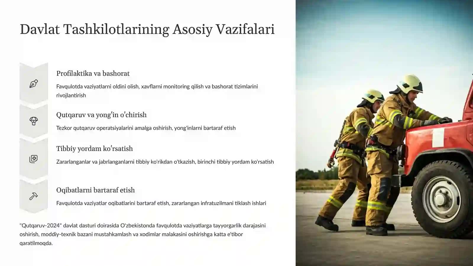 Favqulotda vaziyatlarda davlat va nodavlat tashkilotlarining faoliyat yo'nalishlari. 4