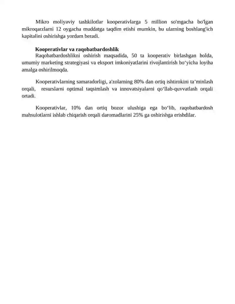 Kooperativ tuzilmalar va ular rivojlanishi istiqbollari 4