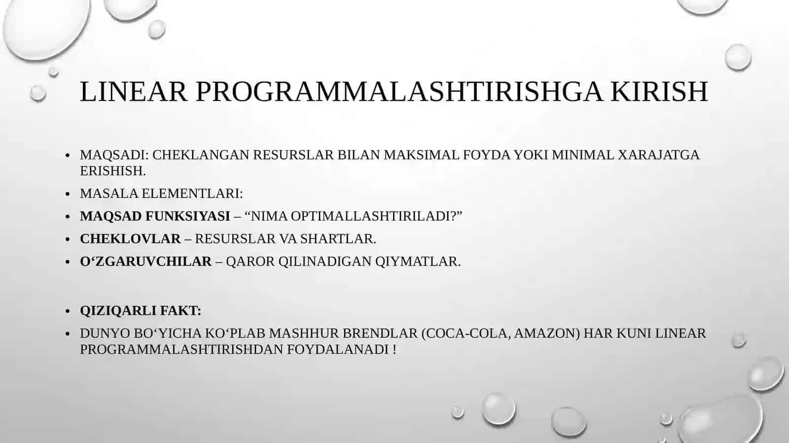Chizigli programmalashtirish masalasini yechishning simpleks usuli 4