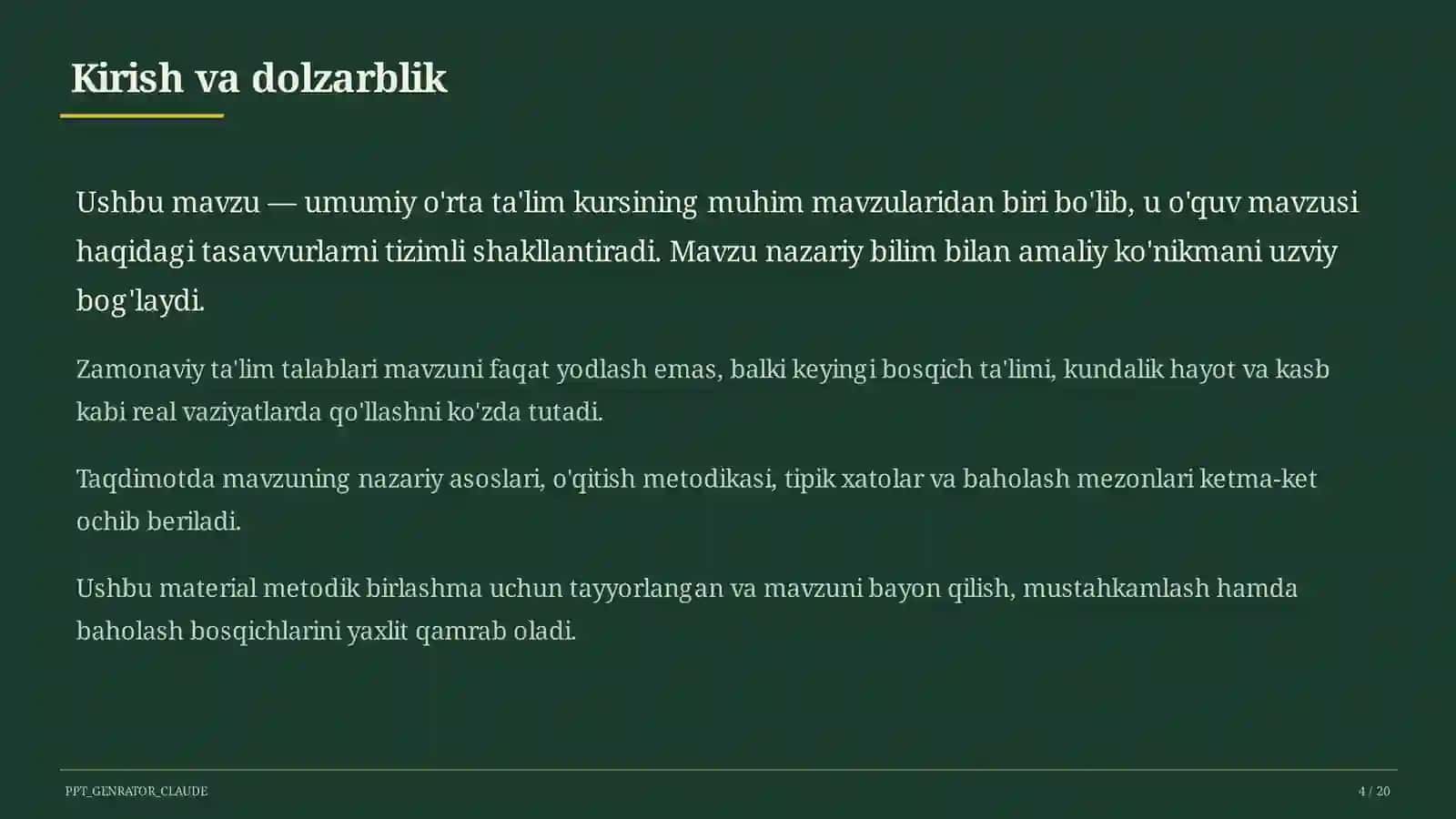 Dolzarb mavzular — maktab va o'qituvchilar 4