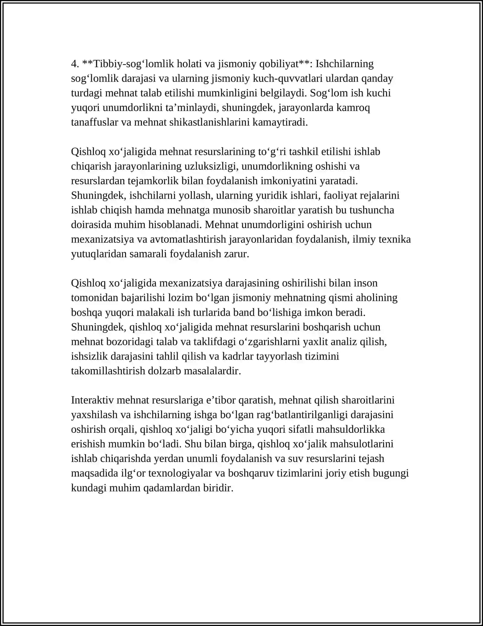 Qishloq xoʻjaligida mehnat resurslari tushunchasi va taʼrifi 4