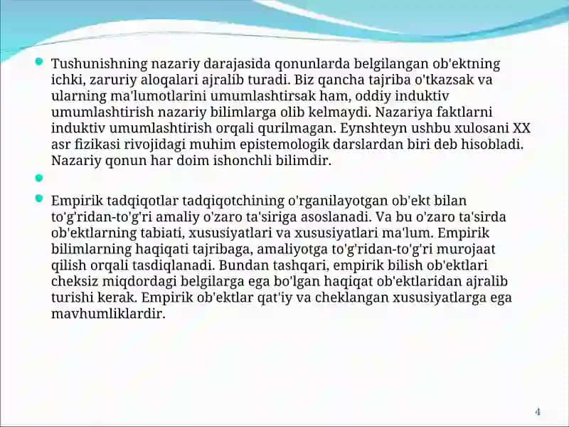 Empirik va Nazariy Bilish Qiyoslash 4