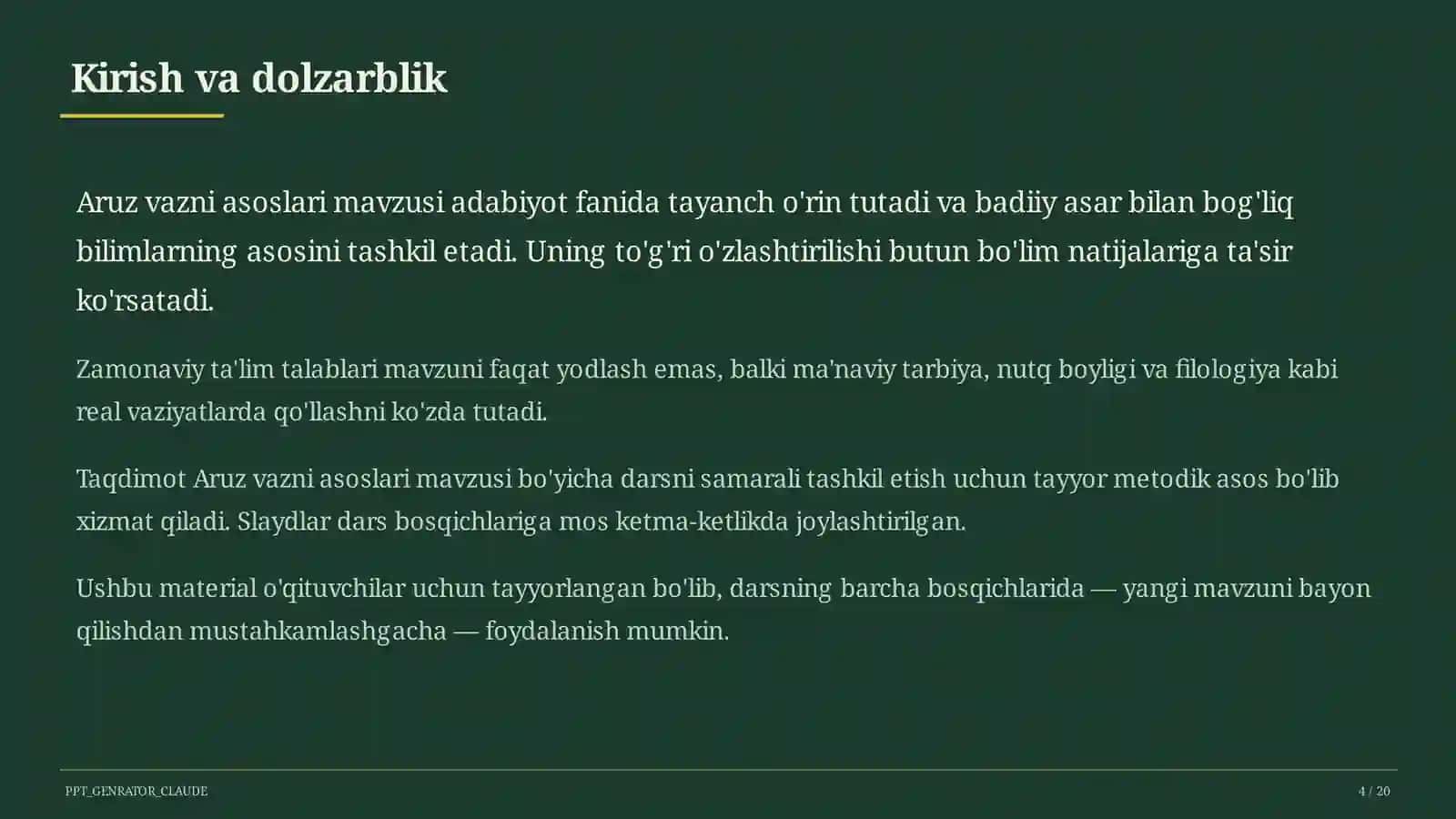 Aruz vazni asoslari (9-sinf) 4