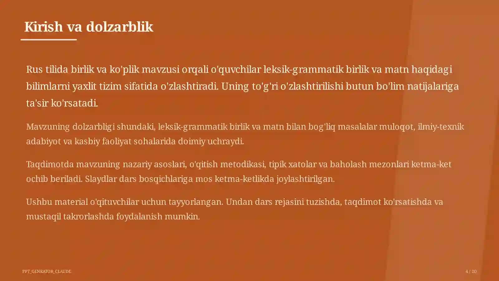 Rus tilida birlik va ko'plik (3-sinf) 4