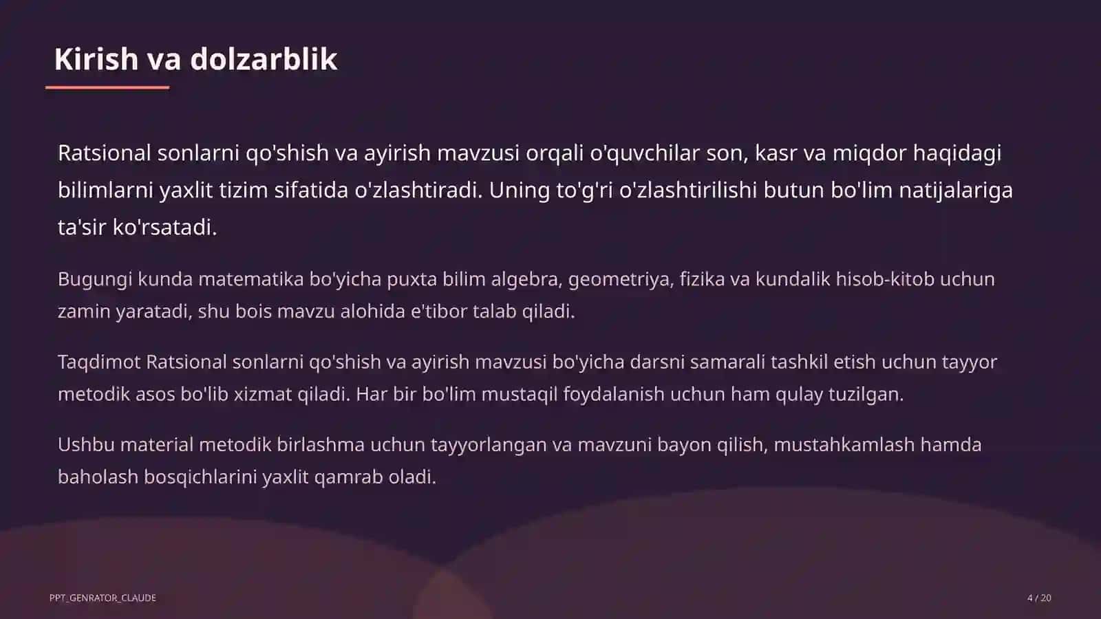 Ratsional sonlarni qo'shish va ayirish (6-sinf) 4