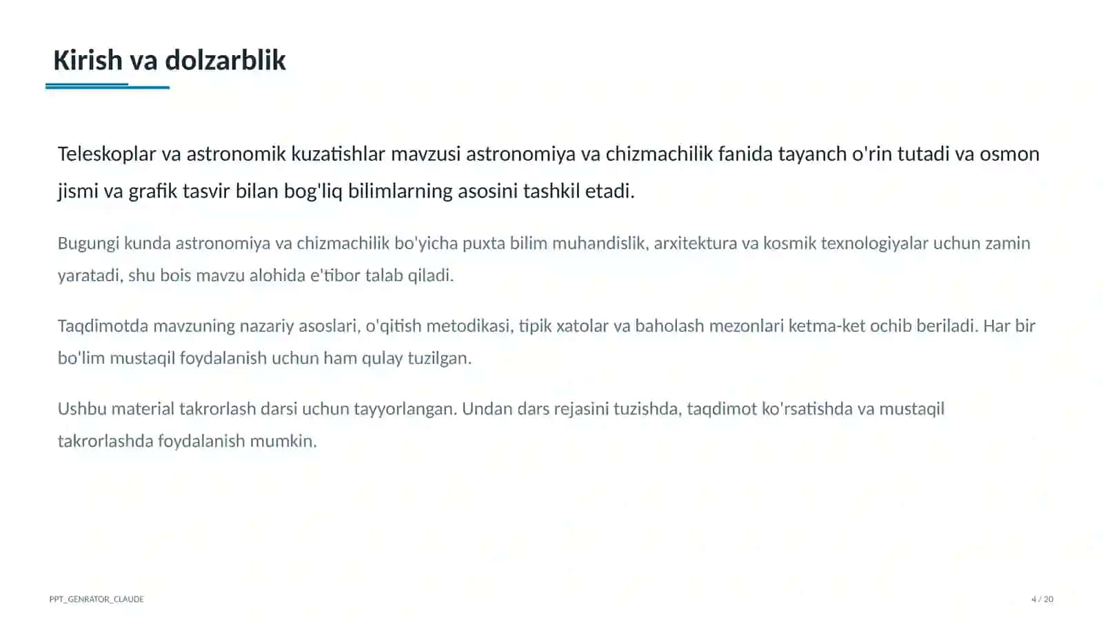 Astronomiya va chizmachilik (8–11) 4