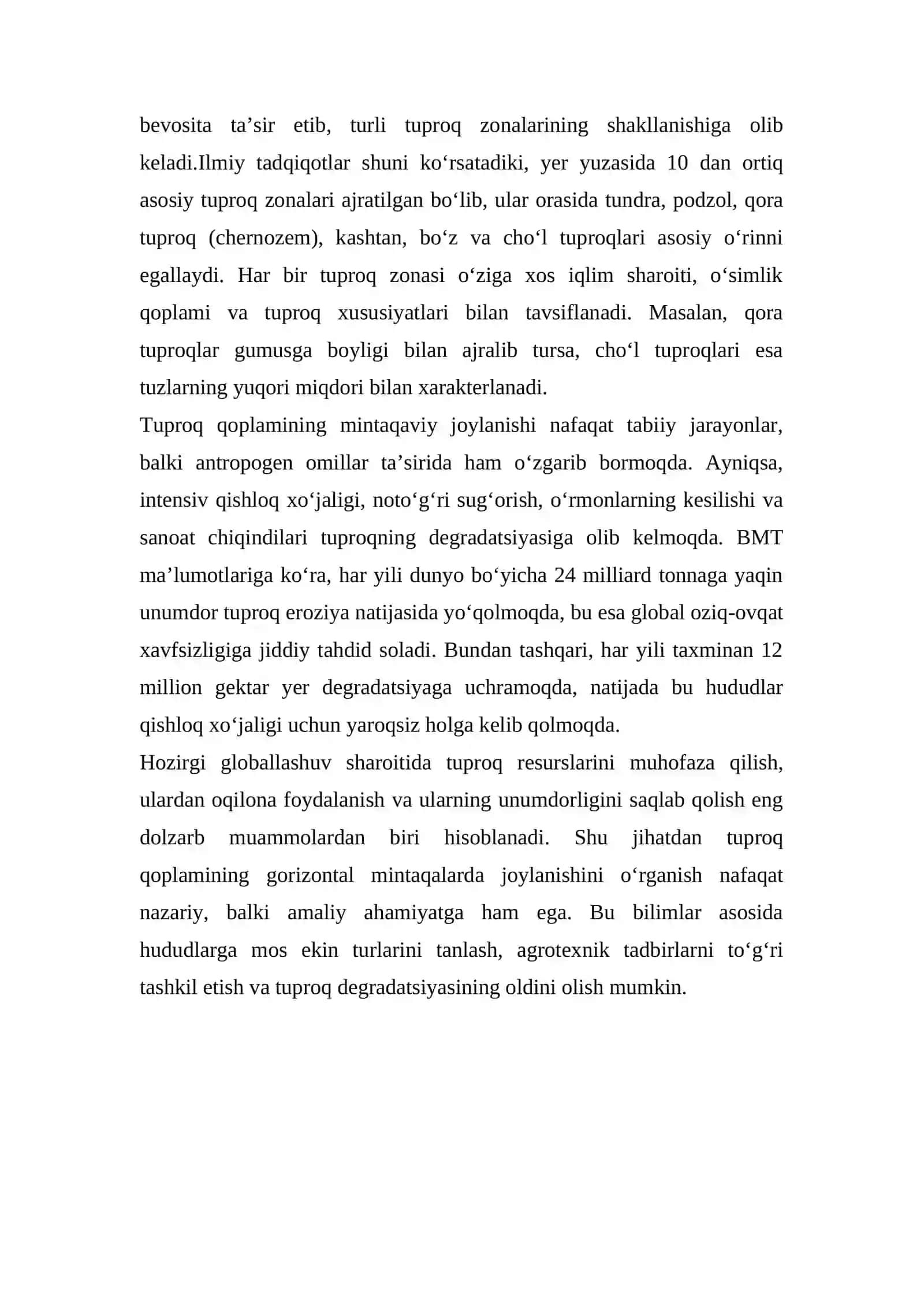 Tuproqshunoslik fanidan KURS ISHI 4