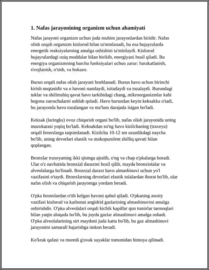 NAFAS JARAYONING ORGANIZM UCHUN A, AMIYATI 4