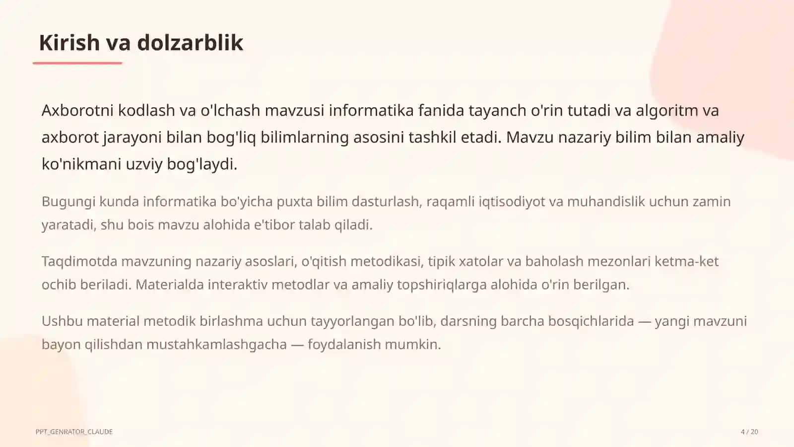 Axborotni kodlash va o'lchash (7-sinf) 4