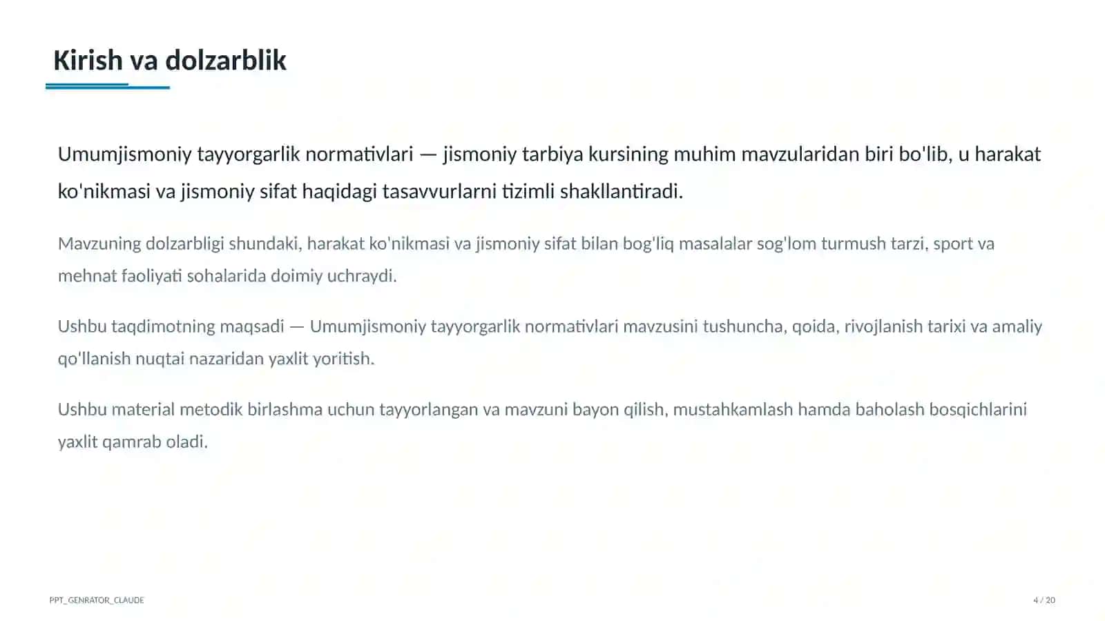 Umumjismoniy tayyorgarlik normativlari (10-sinf) 4