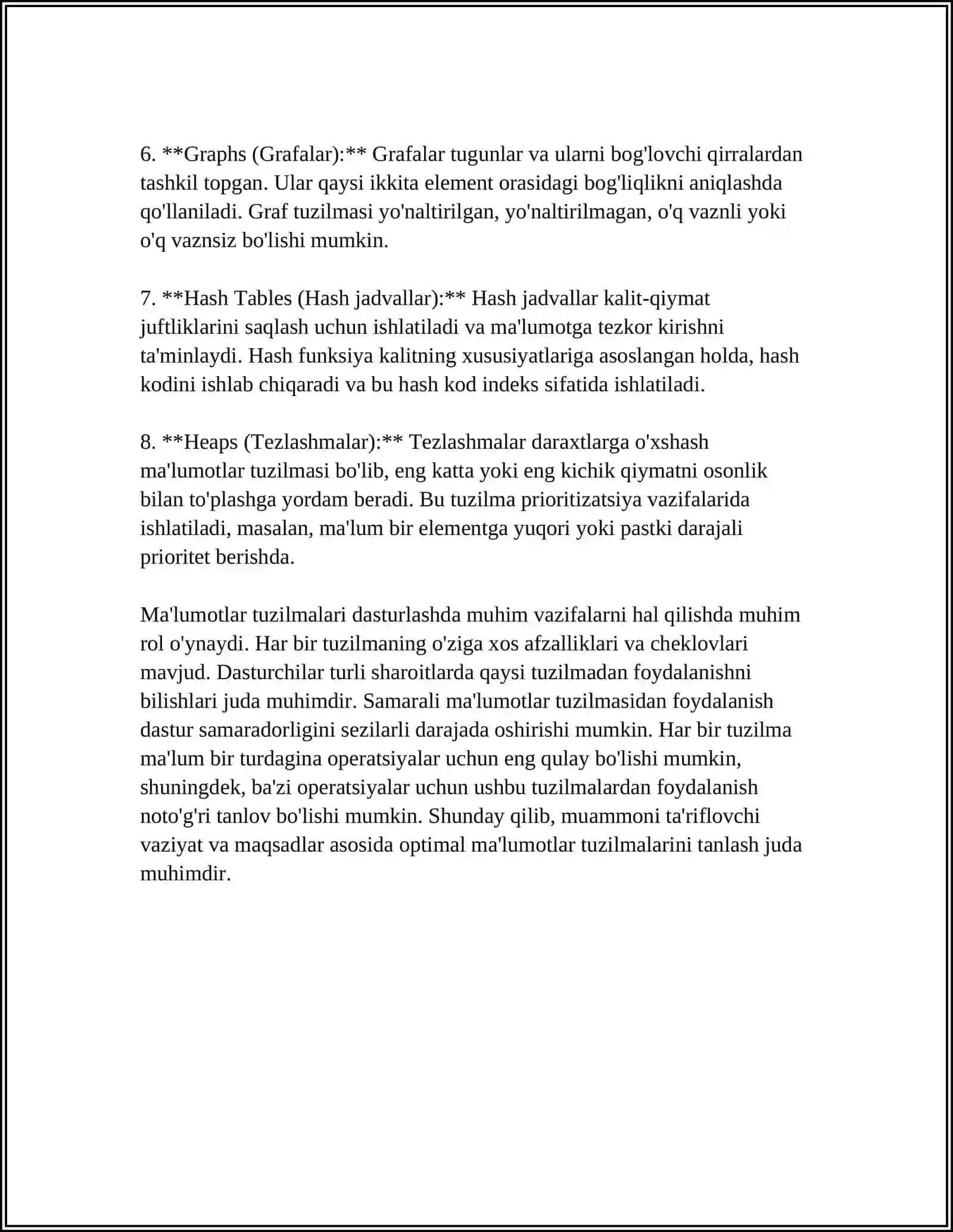 MAʼLUMOTLAR TUZILMASINING UMUMIY KOʼRINISHLARI 4