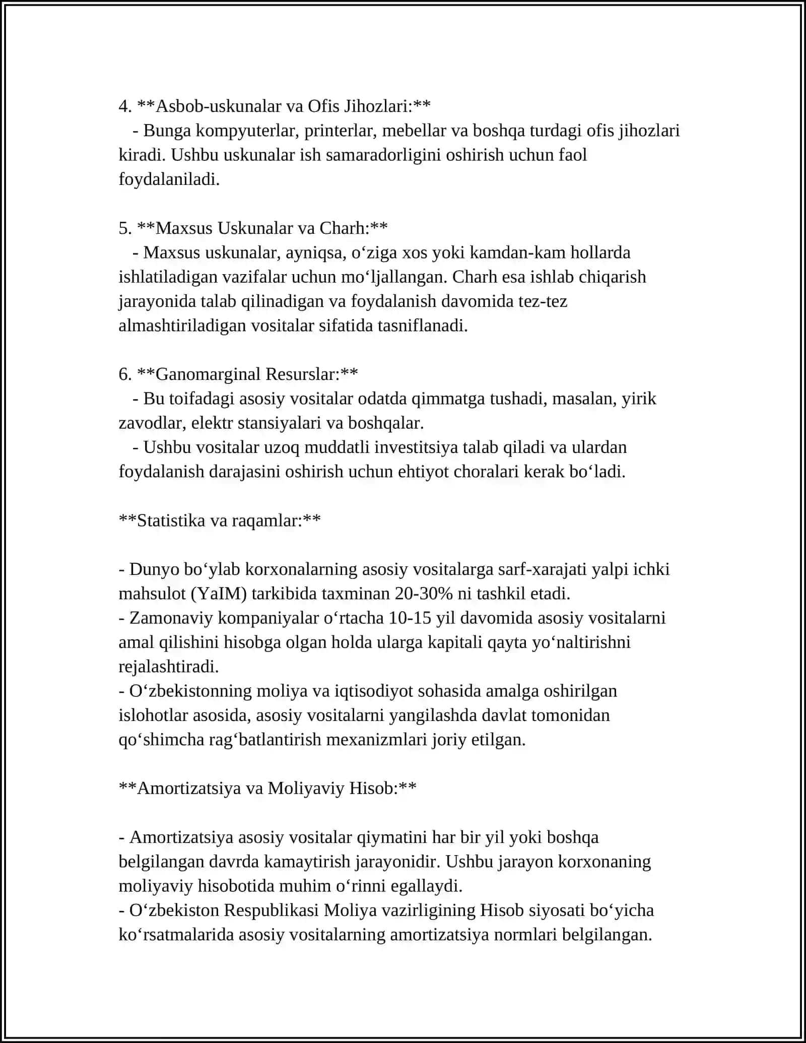 MUSTAQIL ISH Mavzu: АСОСИЙ ВОСИТАЛАР 4