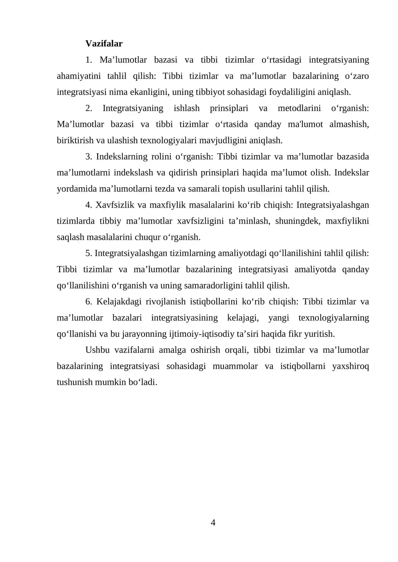 Ma’lumotlar bazasi va tibbi tizimlar integratsiyasi: Tibbi tizimlar va Ma’lumotlar bazasi Ma’lumotlarini biriktirish va ulashish 4